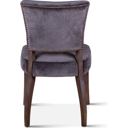 Portia Side Chairs by World Interiors in asphalt, whitewash and whitewash. Made from oak wood, velvet in a transitional style.