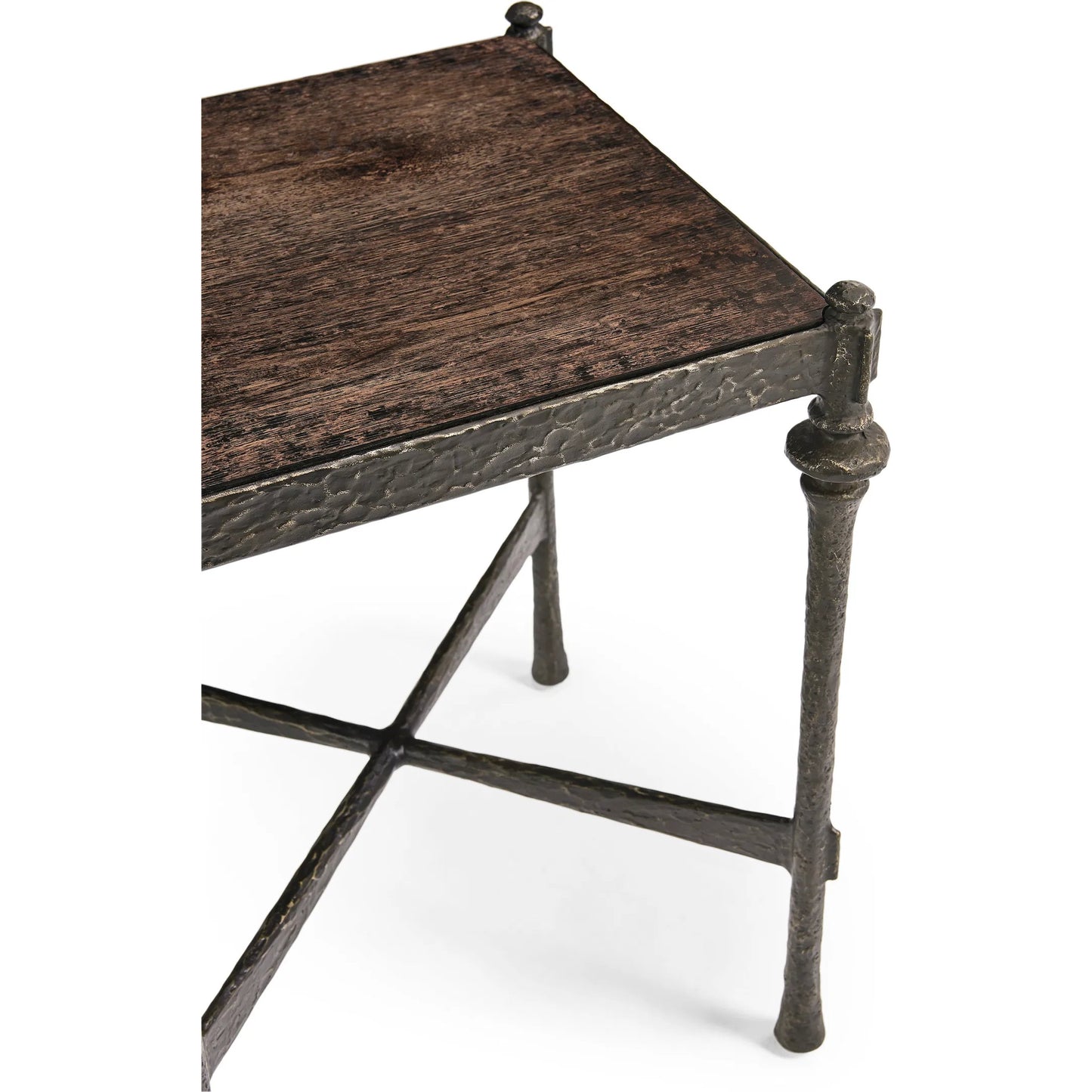 005 SI-2462652 | Closeup | Terravita Square Side Table by Jonathan Charles in black caldera oak. Made from oak veneer in a cottage & farmhouse style.