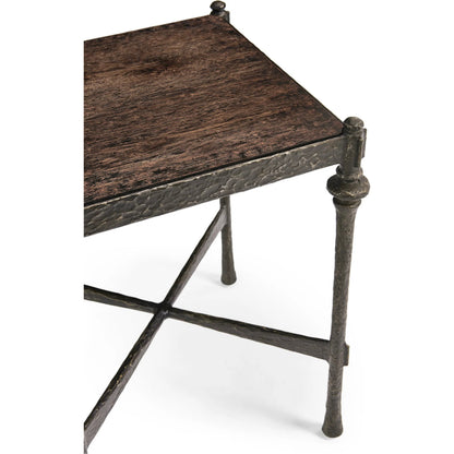 Terravita Square Side Table by Jonathan Charles in black caldera oak. Made from oak veneer in a cottage & farmhouse style.