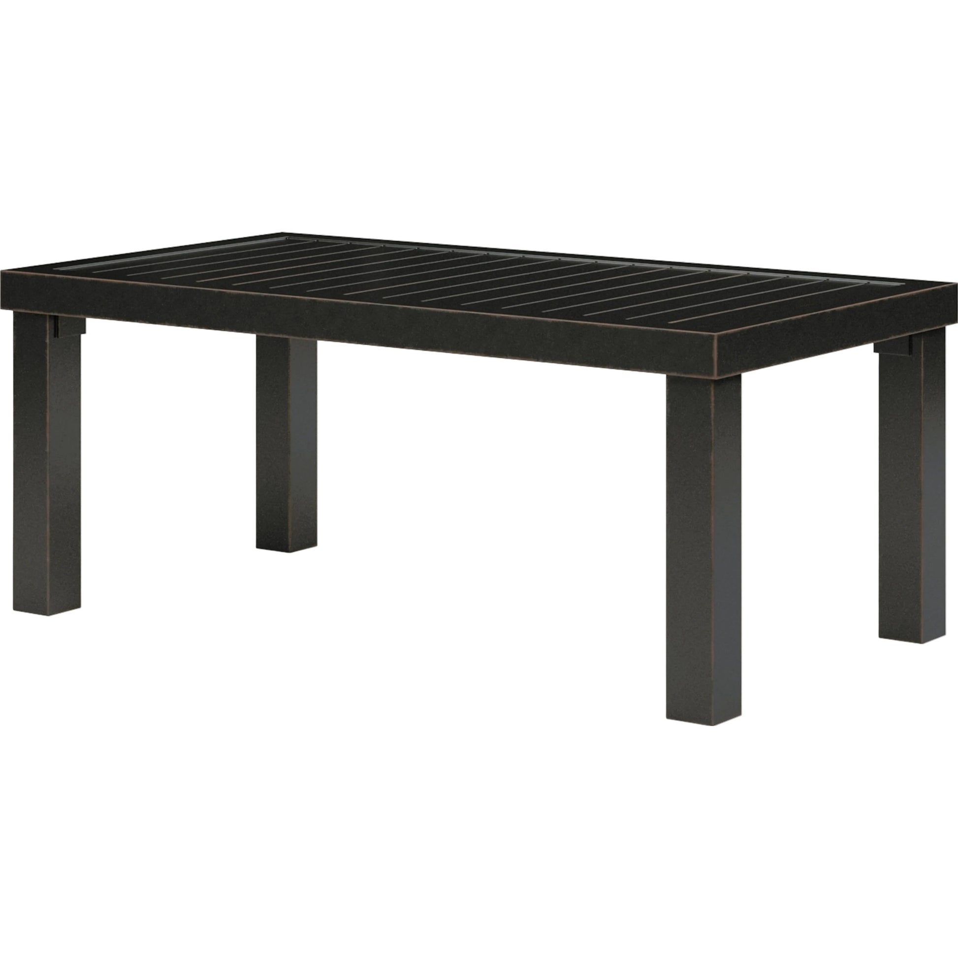Monterey Outdoor Coffee Table by Sunset West in copper. Made from aluminum in a modern style.