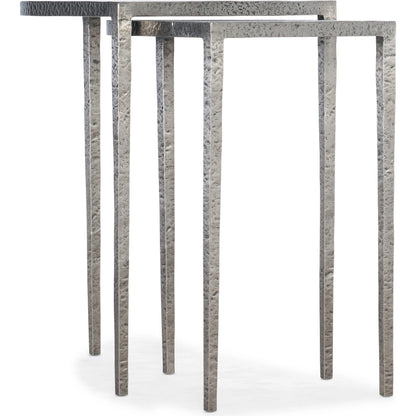 Chapman Nesting Tables by Hooker Furniture in pewter. Made from metal in a modern style.