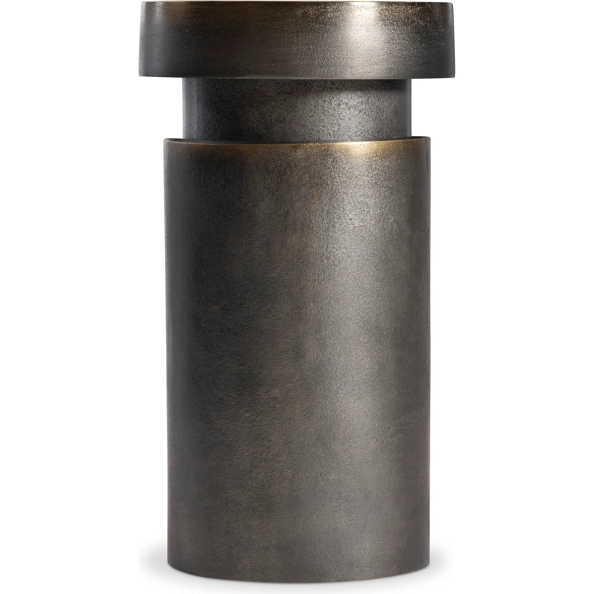 Avi Accent Table by Bernhardt in blackened brass. Made from metal in a modern style.