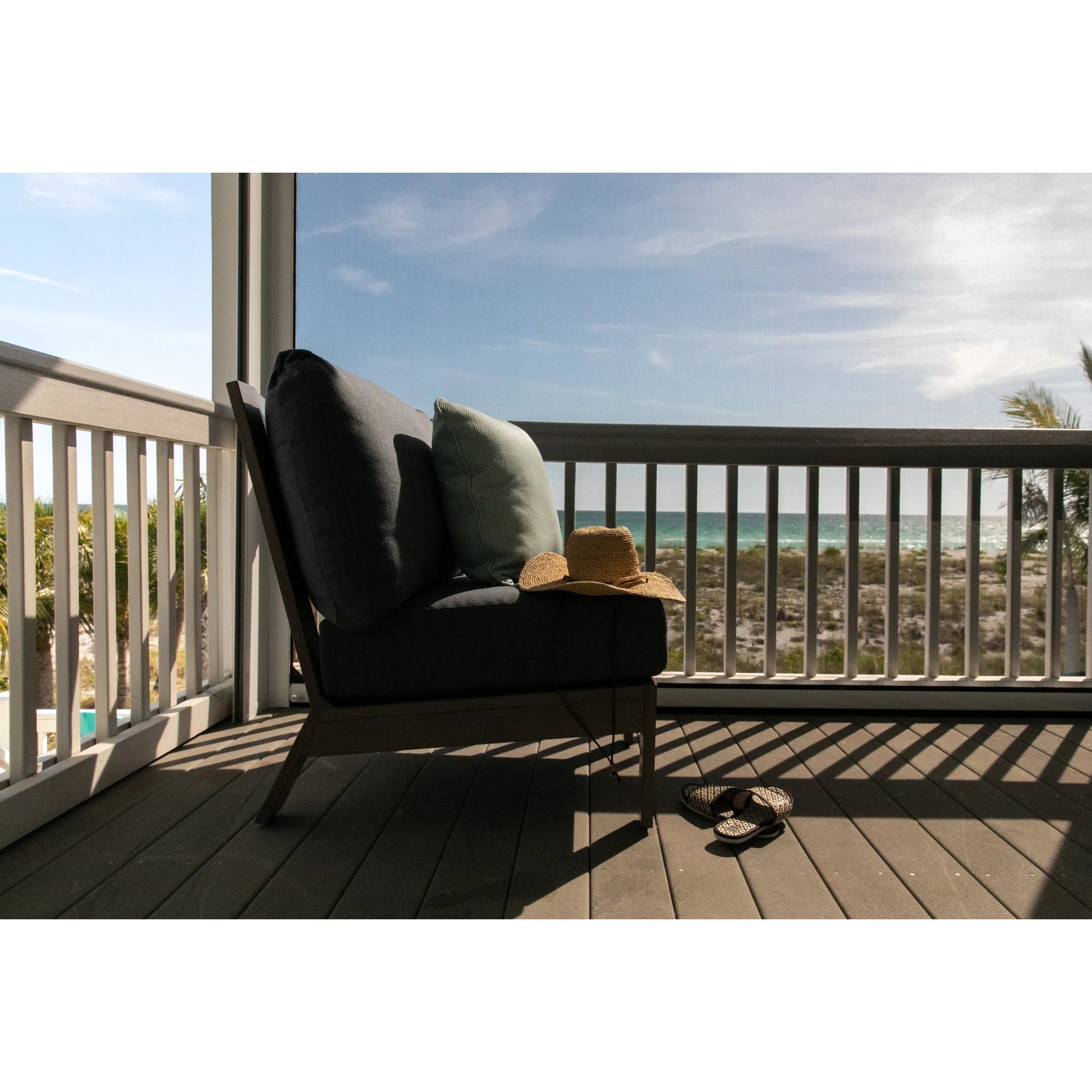Laguna Outdoor Armless Club in Canvas Flax by Sunset West in driftwood. Made from aluminum in a modern style.
