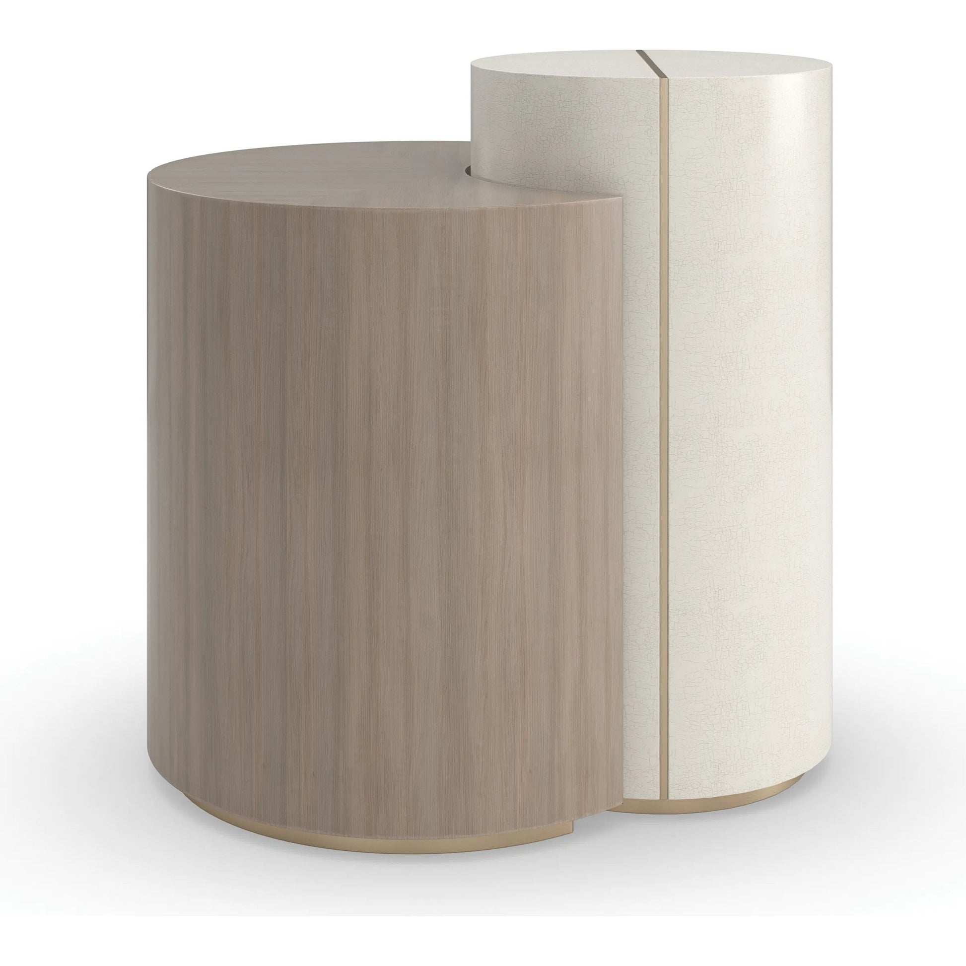 Duality Accent End Table by Caracole in ivory, gold and ivory craze, dry martini, brushed gold paint. Made from poplar, koto in a transitional style.