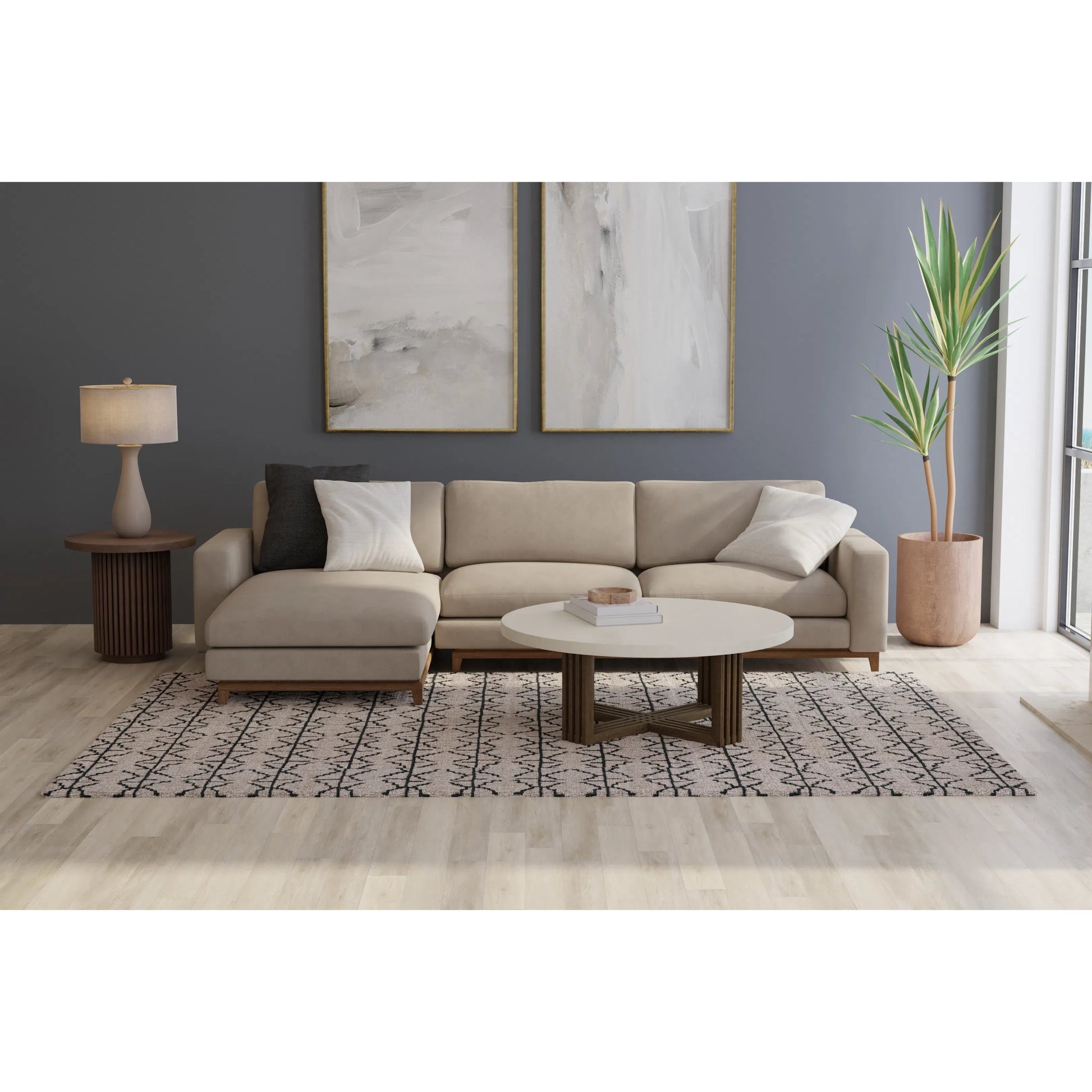 Enzo Transitional Geometric Rug - 8732F by Feizy in black, taupe, gray. Made from wool in a unique style.
