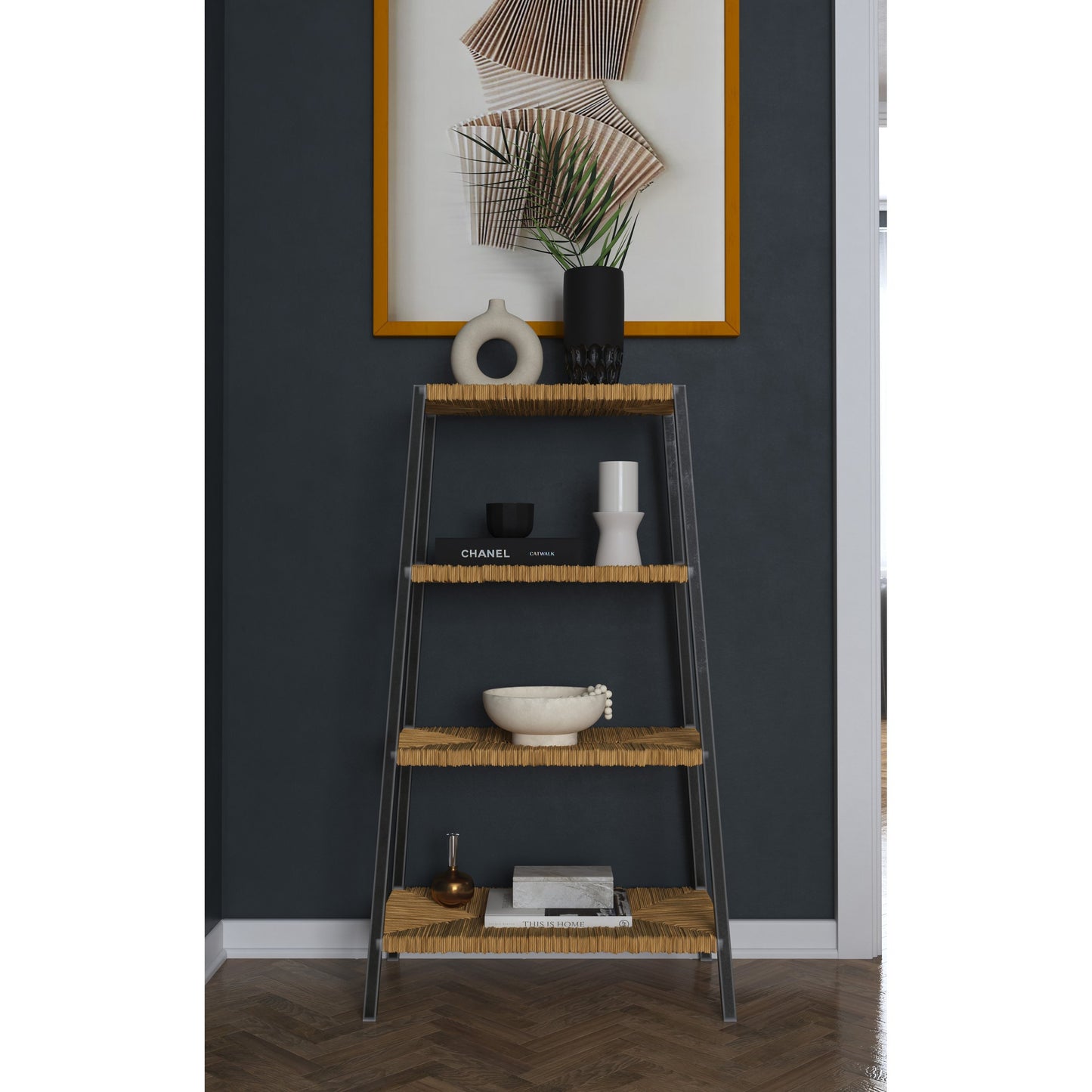 003 SI-1873069 | Lifestyle | Commerce & Market Bookcase by Hooker Furniture. Made from fiber rush, carbon steel in a transitional style.