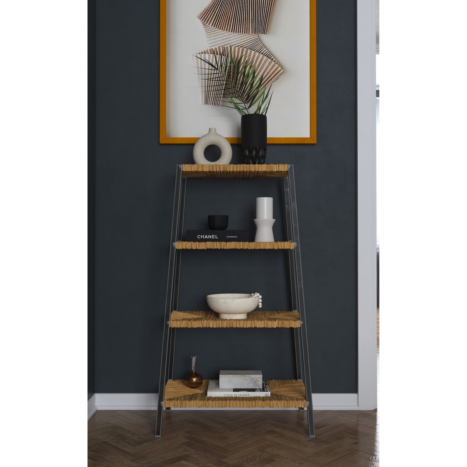 Commerce & Market Bookcase by Hooker Furniture. Made from fiber rush, carbon steel in a transitional style.