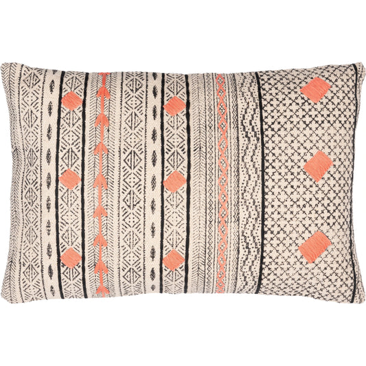 Zoya Pillow - 14555 by Surya in cream, white, black, coral, dark blue. Made from 100% cotton in a eclectic & global style.
