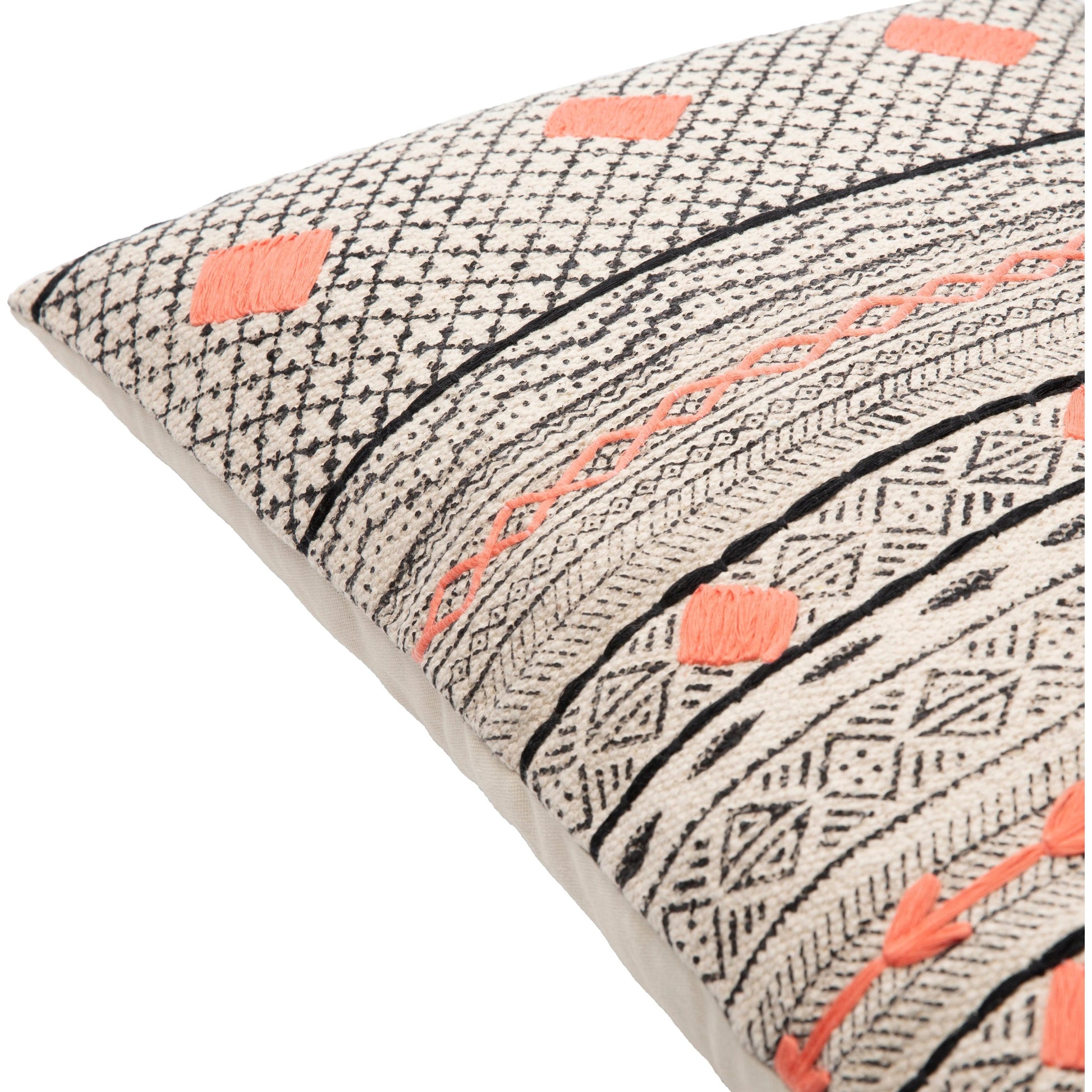 Zoya Pillow - 14555 by Surya in beige, black, dusty coral, denim. Made from 100% cotton in a eclectic & global style.