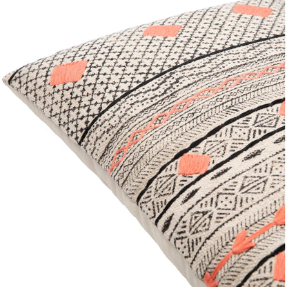 Zoya Pillow - 14555 by Surya in beige, black, dusty coral, denim. Made from 100% cotton in a eclectic & global style.