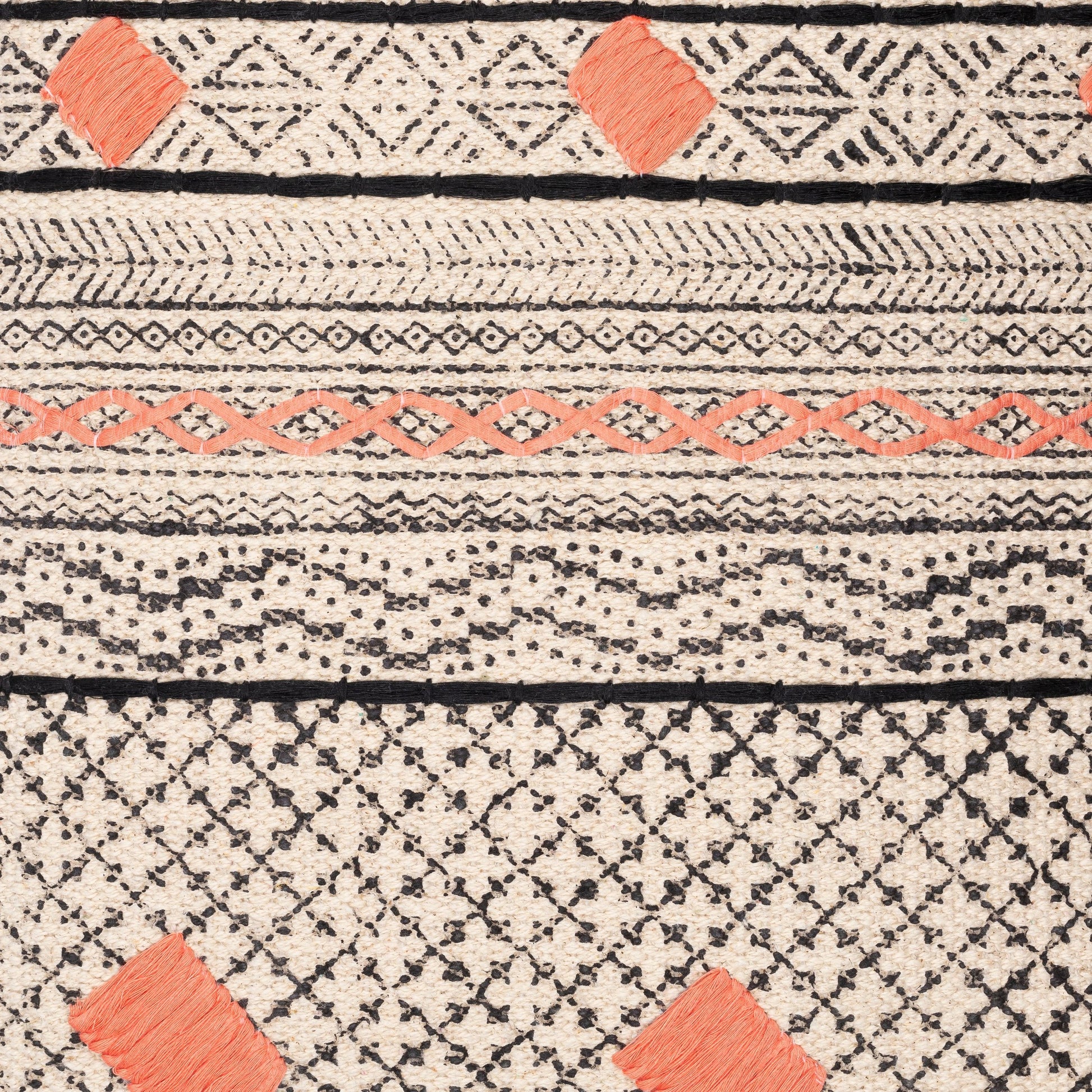 Zoya Pillow - 14555 by Surya in beige, black, dusty coral, denim. Made from 100% cotton in a eclectic & global style.