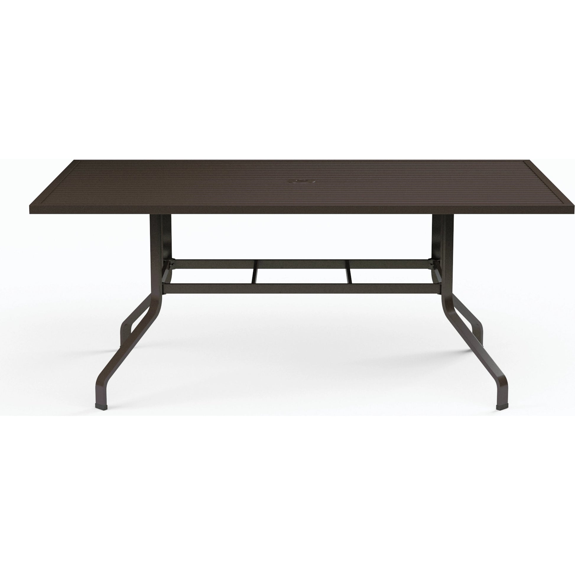 La Outdoor Jolla 72" Rectangular Dining Table by Sunset West in espresso. Made from aluminum in a modern style.