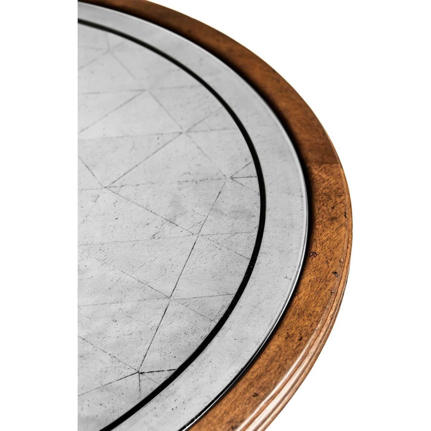 004 SI-2446824 | Closeup | Églomisé & Walnut Round Wine Table by Jonathan Charles in medium walnut. Made from acacia, glass in a unique style.