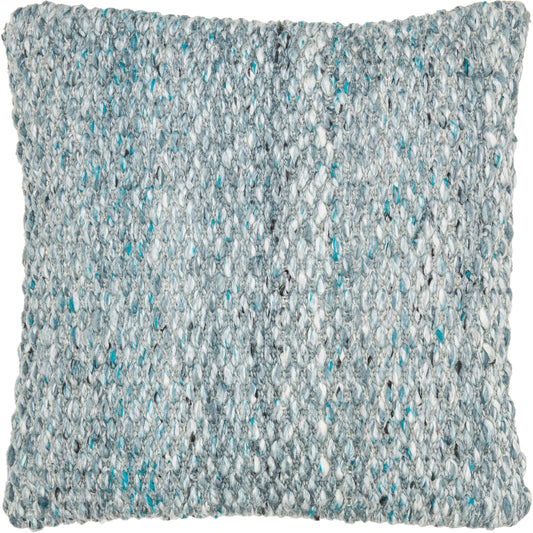 Zayden Pillow - 8918 by Surya in medium gray, dark green, blue, white. Made from front: 100% recycled pet yarn, back: 100% polyester in a modern style.