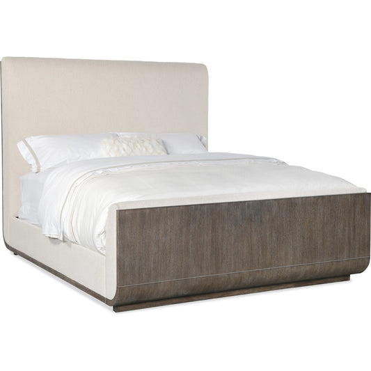 Modern Mood Upholstered Panel Bed by Hooker Furniture in inverness natural. Made from oak veneers, fabric, metal in a modern style.