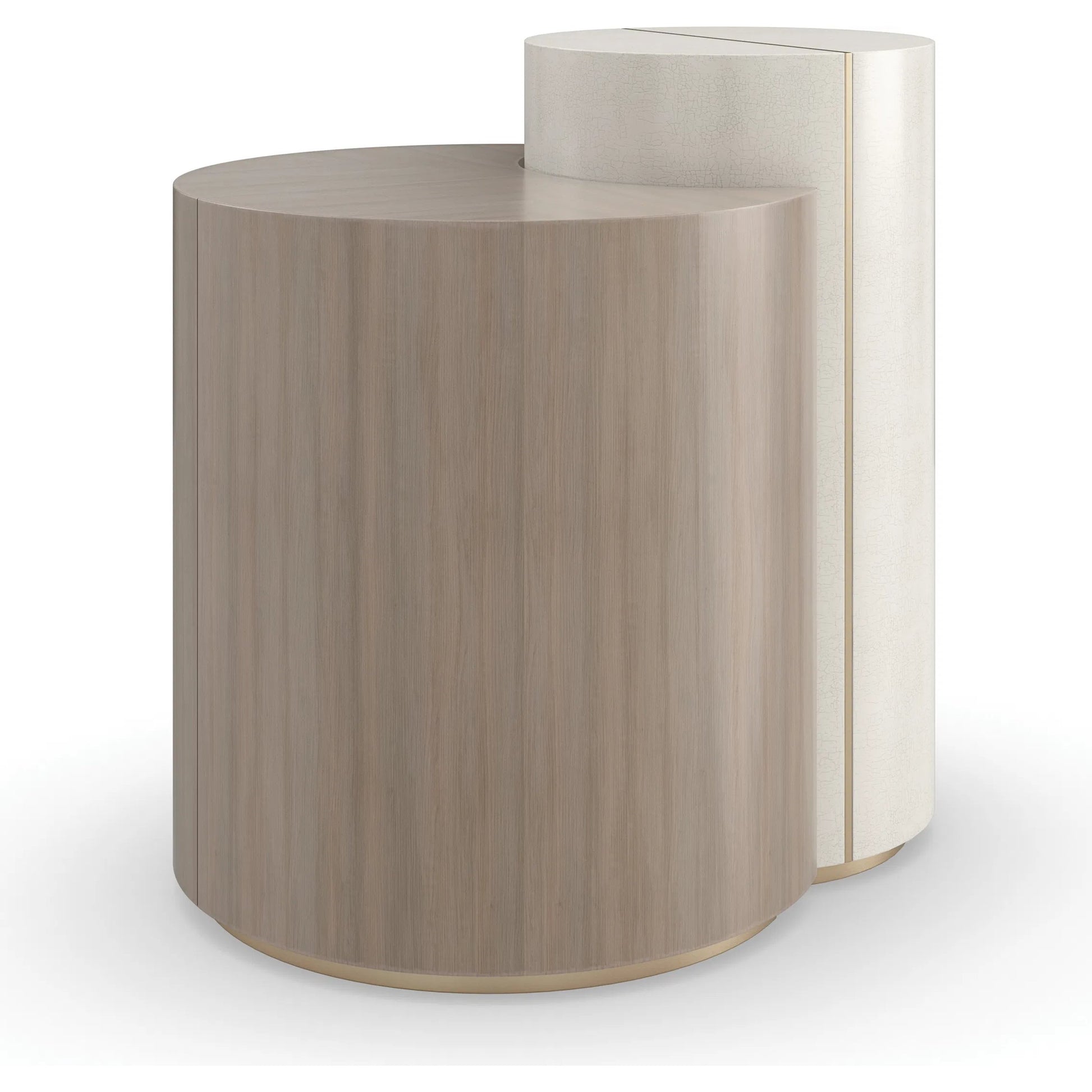 Duality Accent End Table by Caracole in ivory, gold and ivory craze, dry martini, brushed gold paint. Made from poplar, koto in a transitional style.