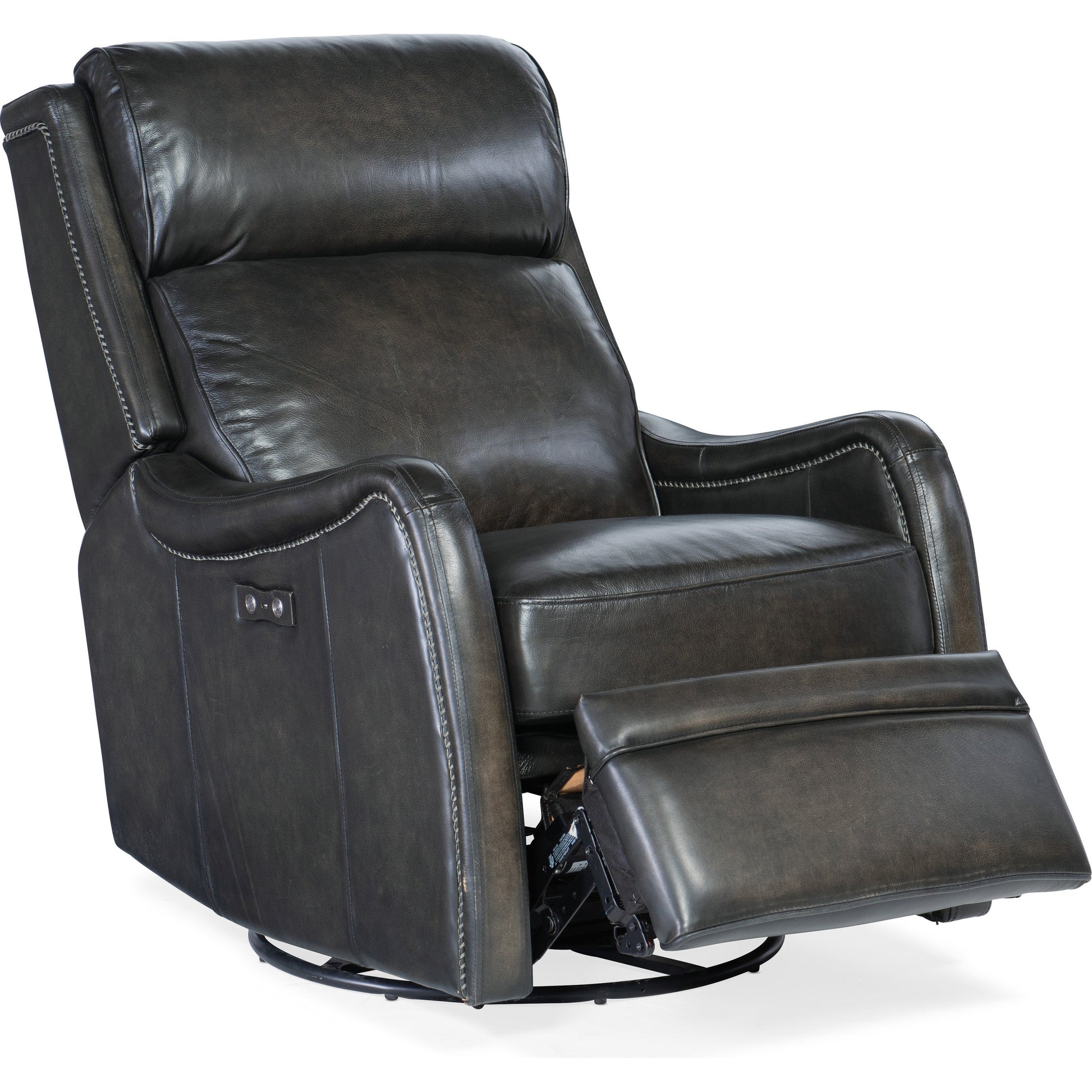 Stark Power Swivel Recliner by Hooker Furniture in brindisi trinita. Made from leather in a traditional style.