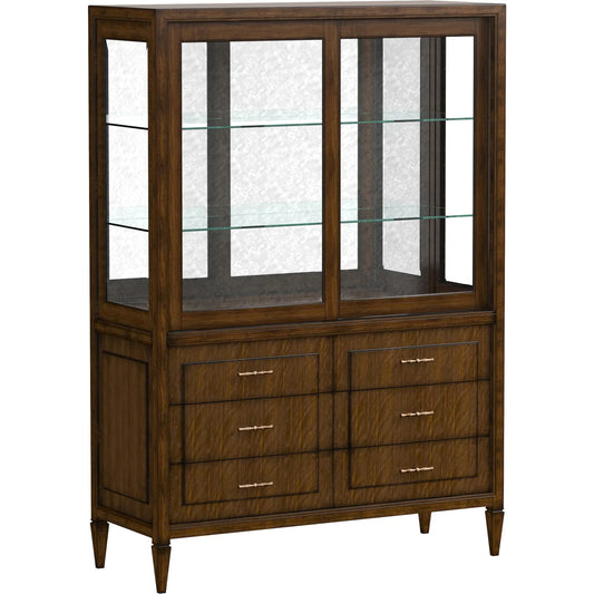 Eave China Cabinet by A.R.T. Furniture in hazelnut. Made from poplar, parawood solids, walnut veneer in a unique style.