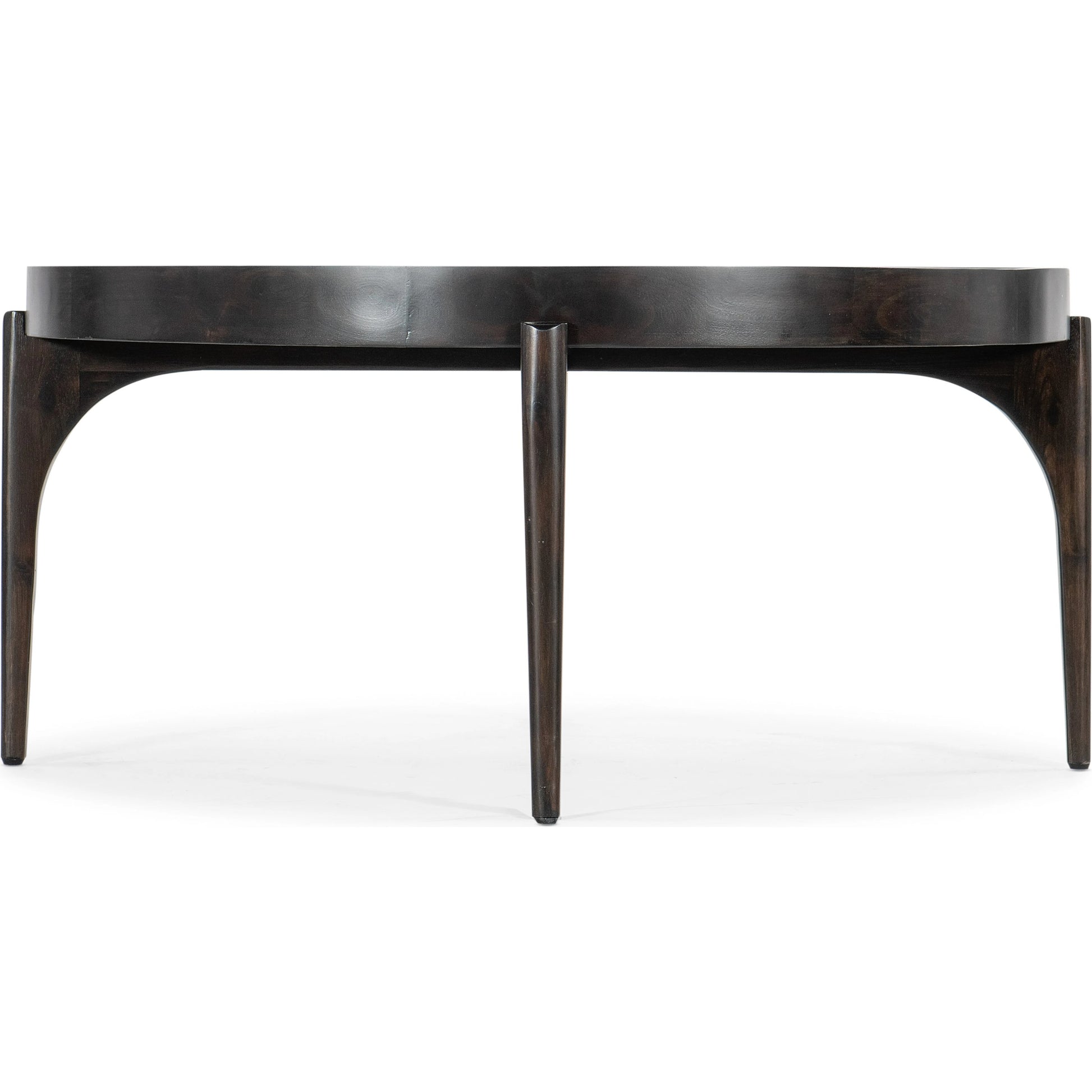 Commerce & Market Round Cocktail Table by Hooker Furniture in dark natural. Made from clean acacia solids in a modern style.