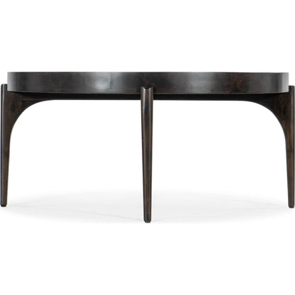 Commerce & Market Round Cocktail Table by Hooker Furniture in dark natural. Made from clean acacia solids in a modern style.