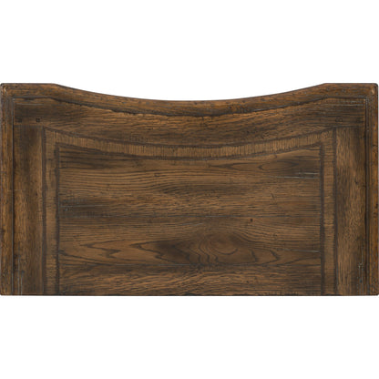 Elmendorf Nightstand by Hooker Furniture in saddle brown. Made from white oak, walnut veneers, cedar, resin in a traditional style.