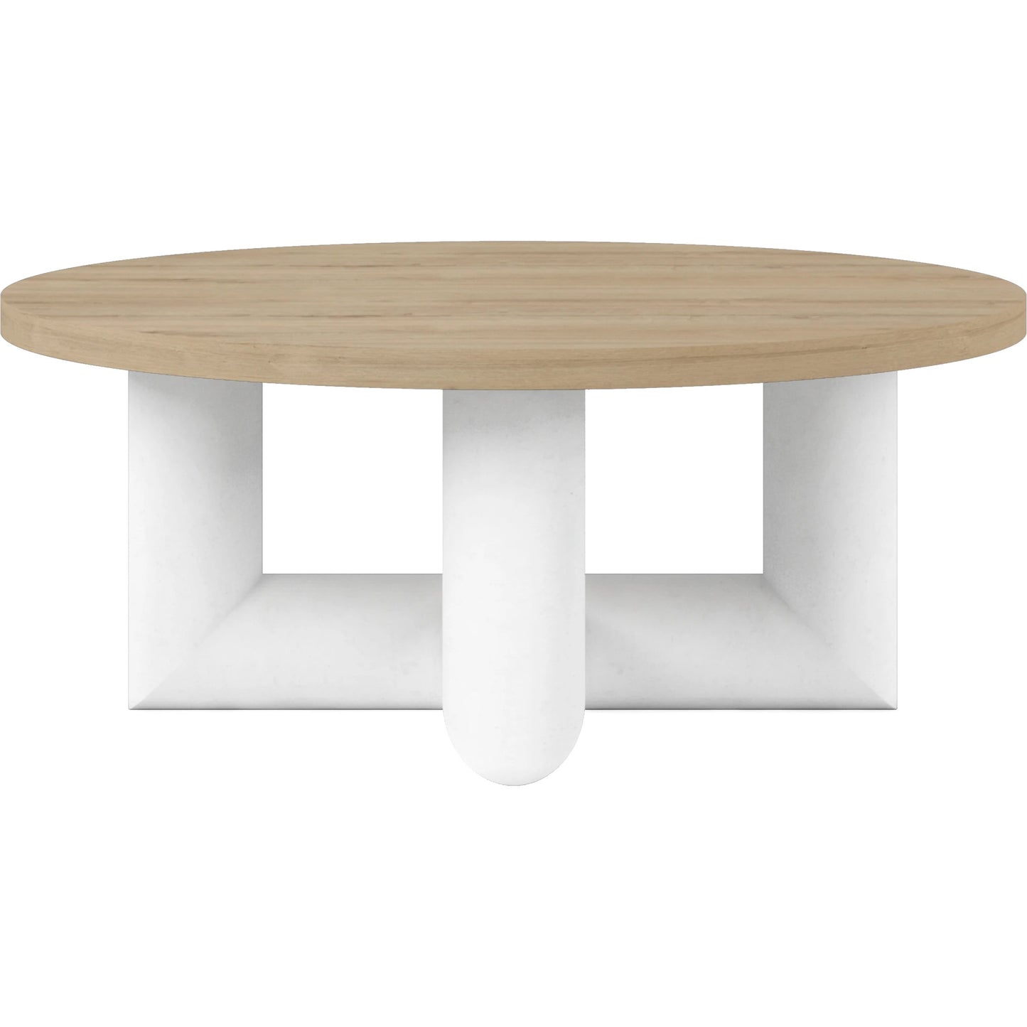 002 SI-2155775 | Additional Silo | Garrison Round Cocktail Table by A.R.T. Furniture in washed oak, emory white. Made from parawood solids with ash embossing, white oak veneers, resin in a modern style.