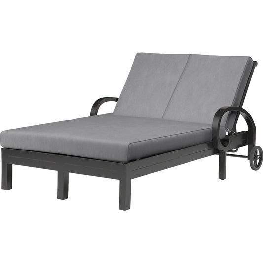 Monterey Outdoor Double Chaise by Sunset West in browns. Made from aluminum in a cottage & farmhouse style.
